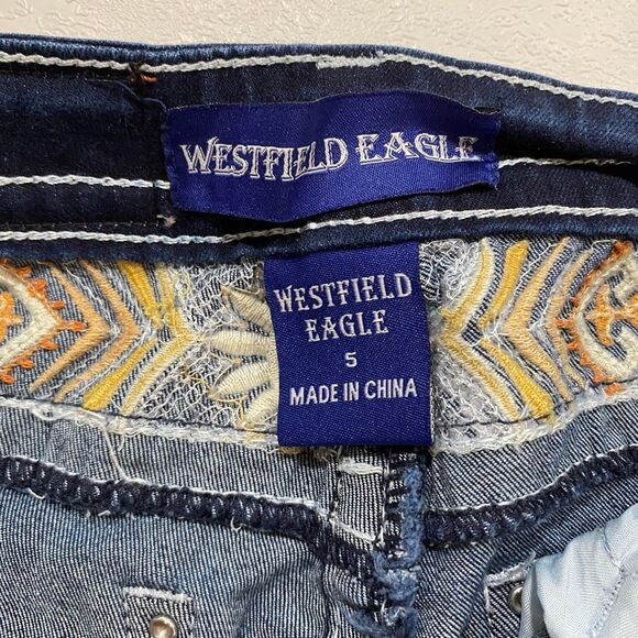 Westfield Eagle Dark Wash Bootcut Jeans Size 5 β Contrast Stitching, Western Sty - Picture 3 of 11